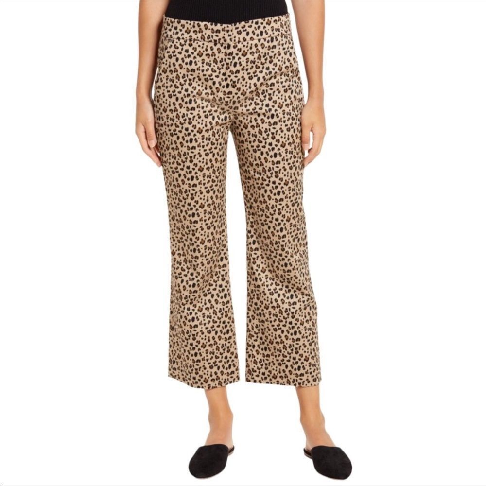 J.Crew Re-Imagined Leopard Print Chino Crop Flare Pants Sz‎ 00 NWT